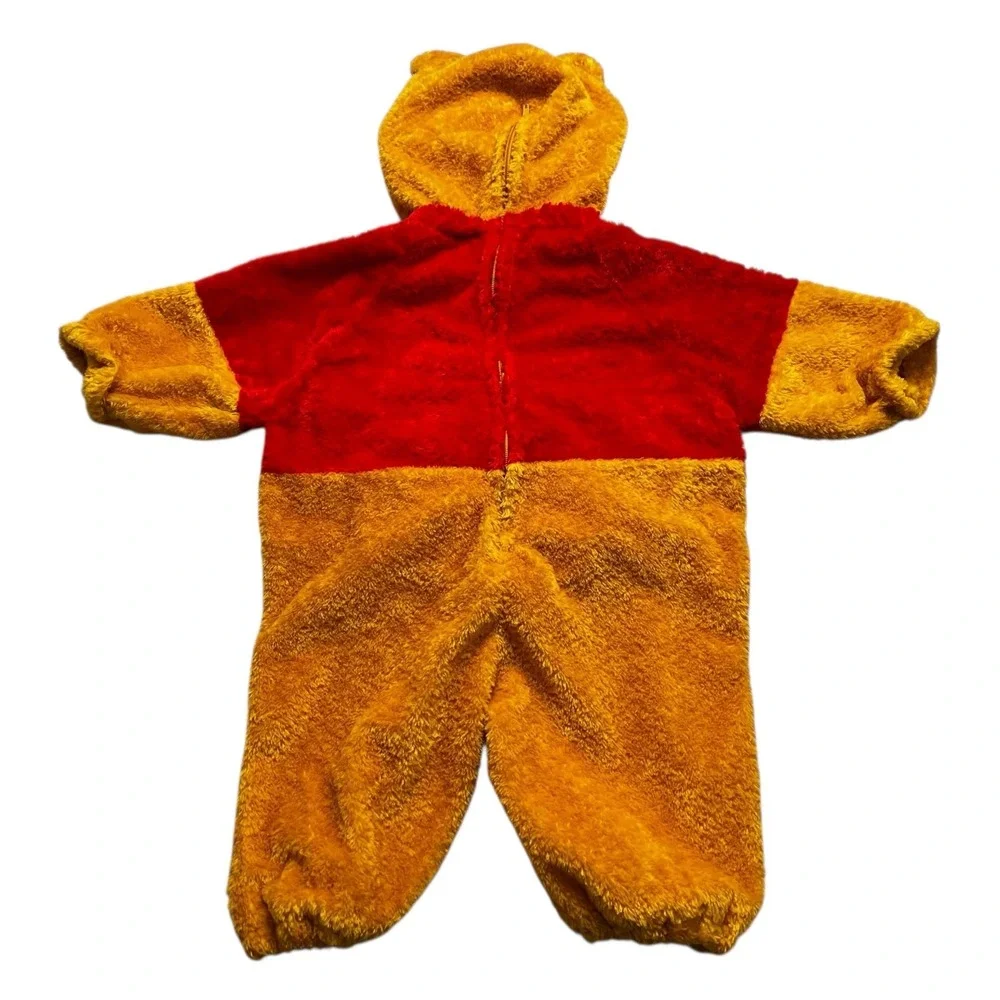 Disney Store‎ Winnie the Pooh Costume Kids XXS Yellow Red Plush Hooded Romper